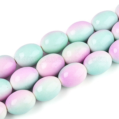 С напылением окрашенные синтетические бирюзовые бусинки TURQ-T004-15D-1