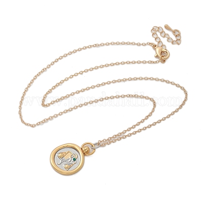 Латунные ожерелья с подвесками таро «Двенадцать созвездий» NJEW-Q006-01I-G-1