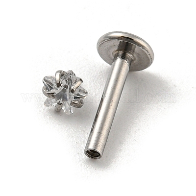 Серьги-гвоздики с резьбой из нержавеющей стали 304 EJEW-NH0001-01A-02-1