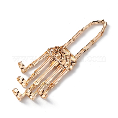 Браслет с кольцом на всю руку из сплава на тему Хэллоуина&nbsp;LS-BJEW-L680-01G-1