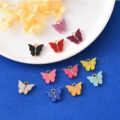 Подвески из сплава эмали с блестящей пудрой и подвесным покрытием из цинкового сплава ENAM-R056-01-1