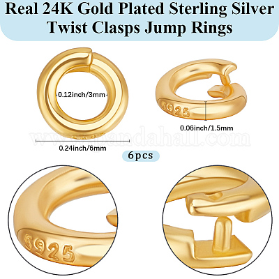 6 шт. 925 серебряных кольца-замка STER-BBC0008-69A-G-1