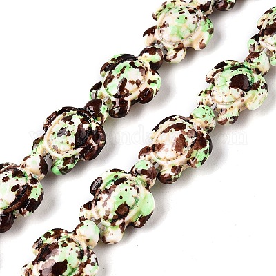 Нити из синтетических бирюзовых бусин G-P507-05A-7-1