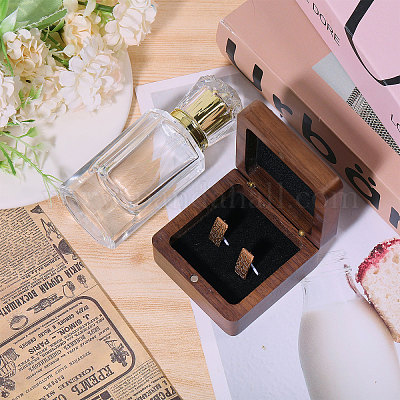 Деревянный магнитный подарочный футляр для хранения запонок для ювелирных изделий CON-WH0095-78B-1