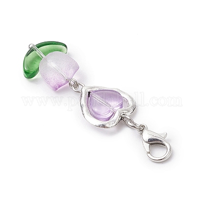 Сердце тюльпан стеклянные бусины подвеска украшения HJEW-JM02952-1