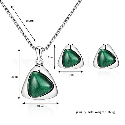 Комплекты из ожерелий и серег-гвоздиков из треугольного сплава и пластика FS-WG3E666-01-1