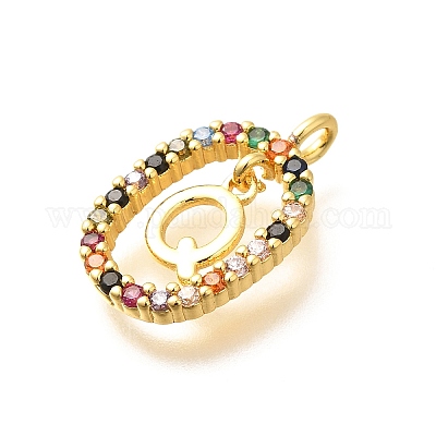 Латунные микро проложить кубического циркония подвески ZIRC-P123-01G-Q02-1