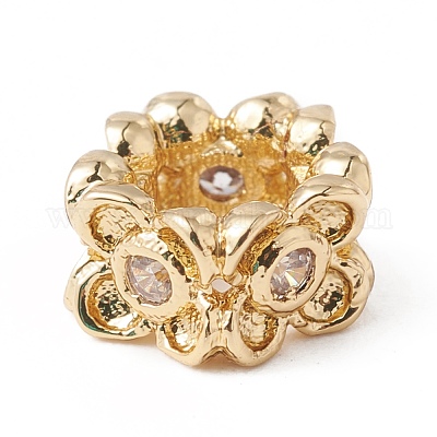 Экологически чистые стойки покрытие латунь микро паве кубический цирконий европейские бусины KK-F835-19B-G-1