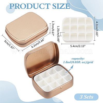 Прямоугольные железные жестяные банки с 12-решетчатыми пластиковыми пустыми кюветами для акварельных красок CON-PH0003-12-1