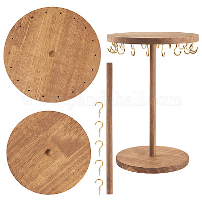 Вращающаяся круглая деревянная ювелирная витрина-органайзер для ожерелий подвесная стойка-башня NDIS-TAC0001-01A-1