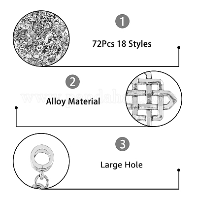 72 шт. 18 стиля сплава европейские подвески с подвесками FIND-FH0008-45-1