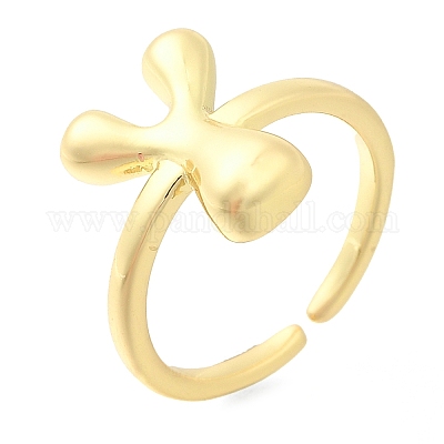 Стойка покрытие латунь открытые манжеты кольца RJEW-S394-01G-Y-1