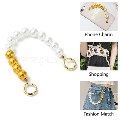 Пластиковые удлинительные цепочки для сумок с бусинами из искусственного жемчуга&nbsp;FIND-CJ00003-1