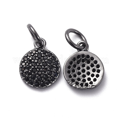 Латунные микро-паве черные кубические циркониевые подвески KK-I658-08A-1