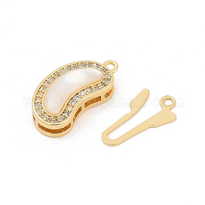 Латунные застежки из прозрачного кубического циркония с микропаве KK-U051-01G-06-1