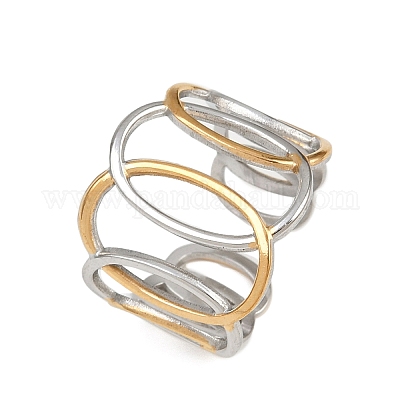 Двухцветные манжетные кольца из нержавеющей стали 304 RJEW-S635-01GP-15-1