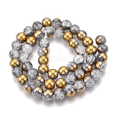 Гальванизированные нити стеклянных бусин с эффектом кракле X-EGLA-N014-8mm-04-1