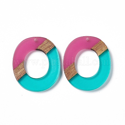 Подвески из прозрачной смолы и ореха RESI-M027-01C-1