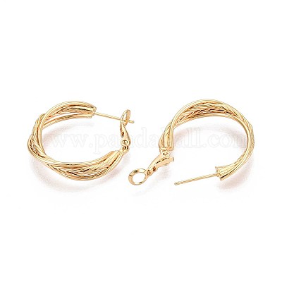 Серьги-кольца из латуни EJEW-T047-99G-1