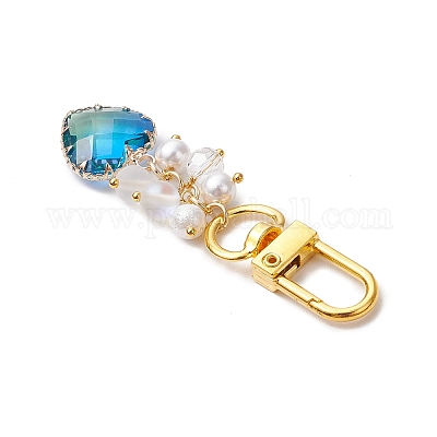 Подвеска в форме сердца из стекла и ракушки с жемчугом HJEW-JM03062-1