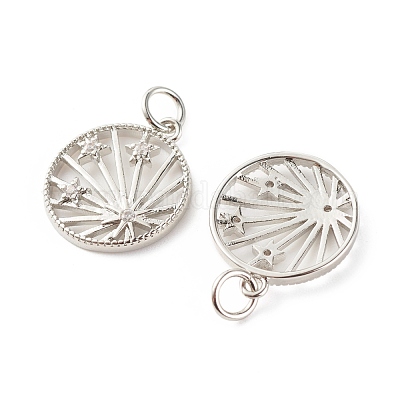 Латунные микропаве прозрачные подвески с фианитом ZIRC-P094-09P-RS-1