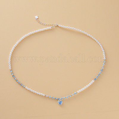 925 подвеска в форме сердца из стерлингового серебра со стразами синего цвета LR5640-1