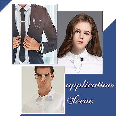 4 шт. 4-х цветные стеклянные овальные подвесные броши-цепочки JEWB-GF0001-37-1