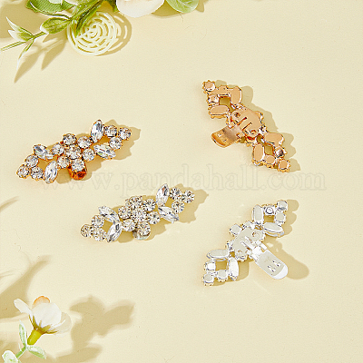 2 пара 2-х цветных съемных украшений для обуви в виде цветов AJEW-HY0001-15-1