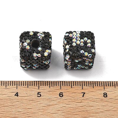 Бусины из полимерной глины в форме куба со стразами CLAY-NH0001-08J-1