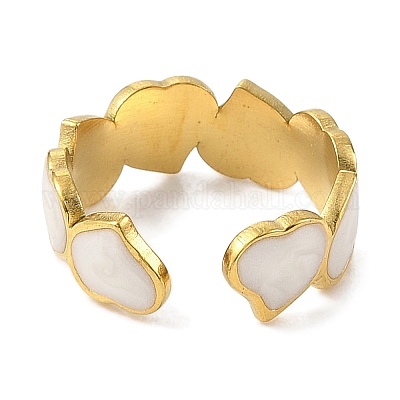 Кольца-манжеты из нержавеющей стали 304 с эмалью для женщин RJEW-F166-30G-02-1