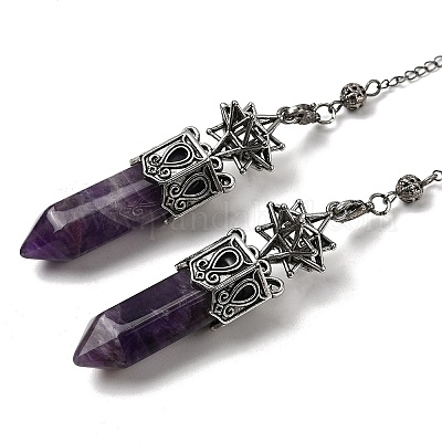 Маятники для биолокации с пулевидным наконечником из натурального аметиста G-B149-14AS-05-1