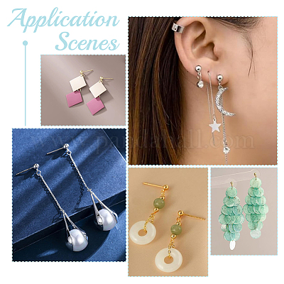 60 шт. двухцветная серьга-гвоздик из нержавеющей стали 304 с петлей FIND-UN0001-14-1