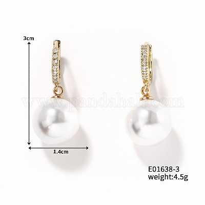 Круглые серьги-кольца из латуни с искусственным жемчугом XJ1911-3-1