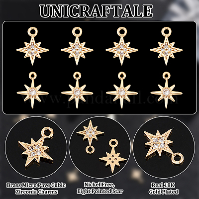 16 шт. 2 стиля латунных подвесок с микропаве из кубического циркония KK-UN0002-12-1