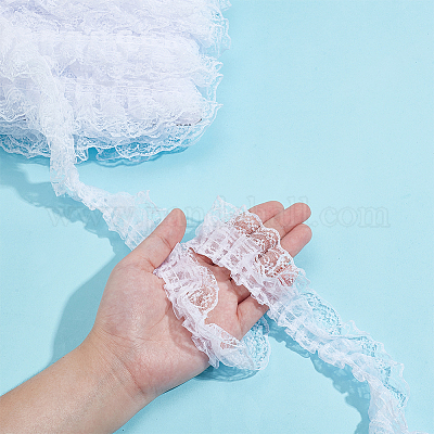 Отделка плиссированным кружевом длиной 20 м из полиэстера&nbsp;OCOR-HY0001-20C-1