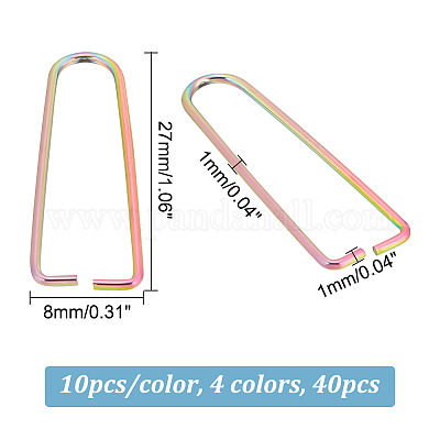 40 шт. 4-цветное ионное покрытие (IP) треугольные кольца из нержавеющей стали 304 STAS-UN0046-70-1