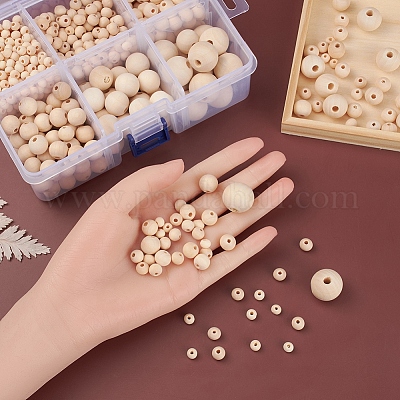 6 стиль натуральных круглых деревянных бусин и джутовых шнуров WOOD-YW0001-02-1