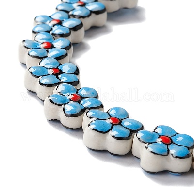 Ручной работы фарфора цветок бисер пряди PORC-F003-01J-1