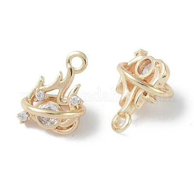 Латунные микропаве прозрачные подвески с фианитом KK-H482-08G-1