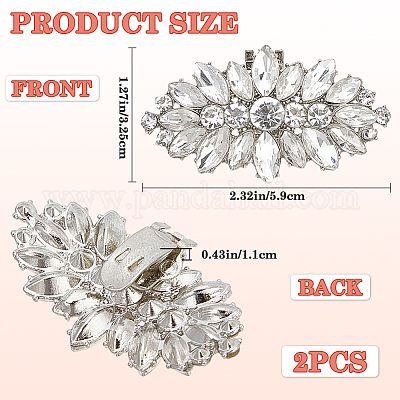 2 шт. украшения для обуви из цветочного сплава со стразами FIND-CP0002-32-1