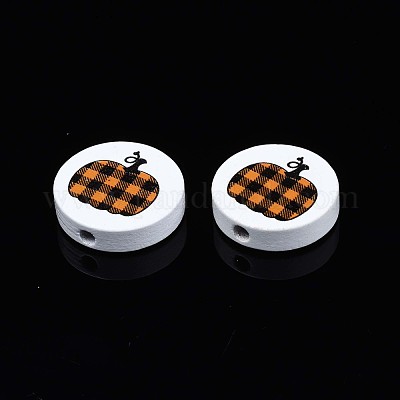 Бусины из натурального дерева с принтом осенней тематики WOOD-T021-87-1