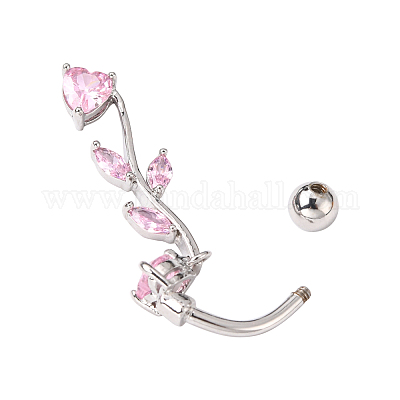 Кольца для пупка из латуни с цирконием AJEW-EE0001-03B-1