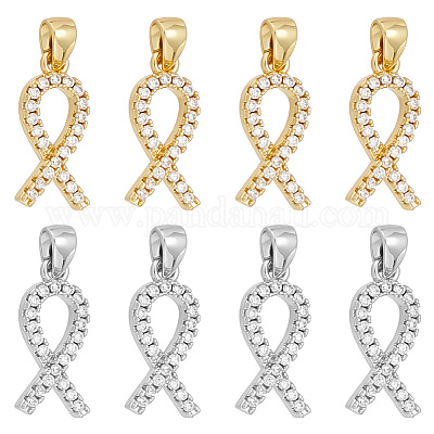 8 шт. 2 цвета латунные подвески с микропаве и кубическим цирконием KK-BC0015-04-1