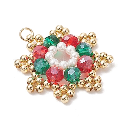 Рождественские подвески из латунных стеклянных бусин PALLOY-TA00339-1