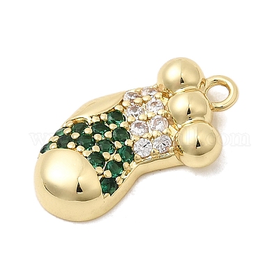 Рождественские латунные подвески с микропаве из фианита KK-L258-04G-F01-1