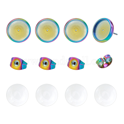 Наборы для самостоятельного изготовления полукруглых сережек-гвоздиков DIY-UN0002-38MC-1