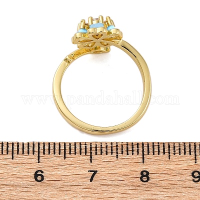 Латунные кольца-манжеты с микропаве и прозрачным цирконием для женщин&nbsp;LS-RJEW-C118-09G-1