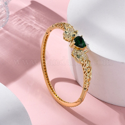 Браслеты с подвесками из латуни с микропаве из кубического циркония BJEW-H624-03G-1