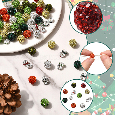 Рождественская тема 84 шт. 7 цвета ручной работы из полимерной глины со стразами круглые бусины RB-PA0001-06-1