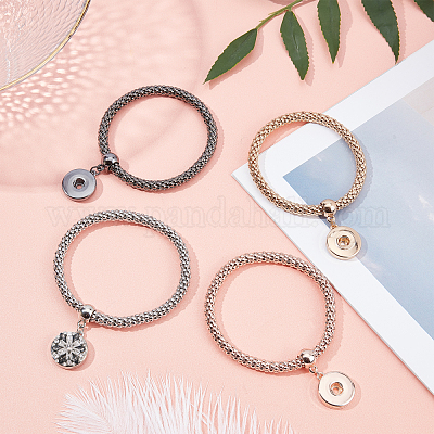 4шт 4 цвета пончик подвеска эластичный браслет для девочек женщин&nbsp;BJEW-CA0001-04-1